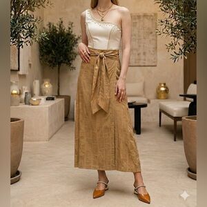 Vintage Joyce Ridings Cupro Wrap Skirt Lagenlook Made in Britain Sz 12